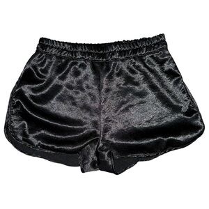 American Apparel Vintage Women's Size L Black Shiny Satin Pull On Jogger Shorts